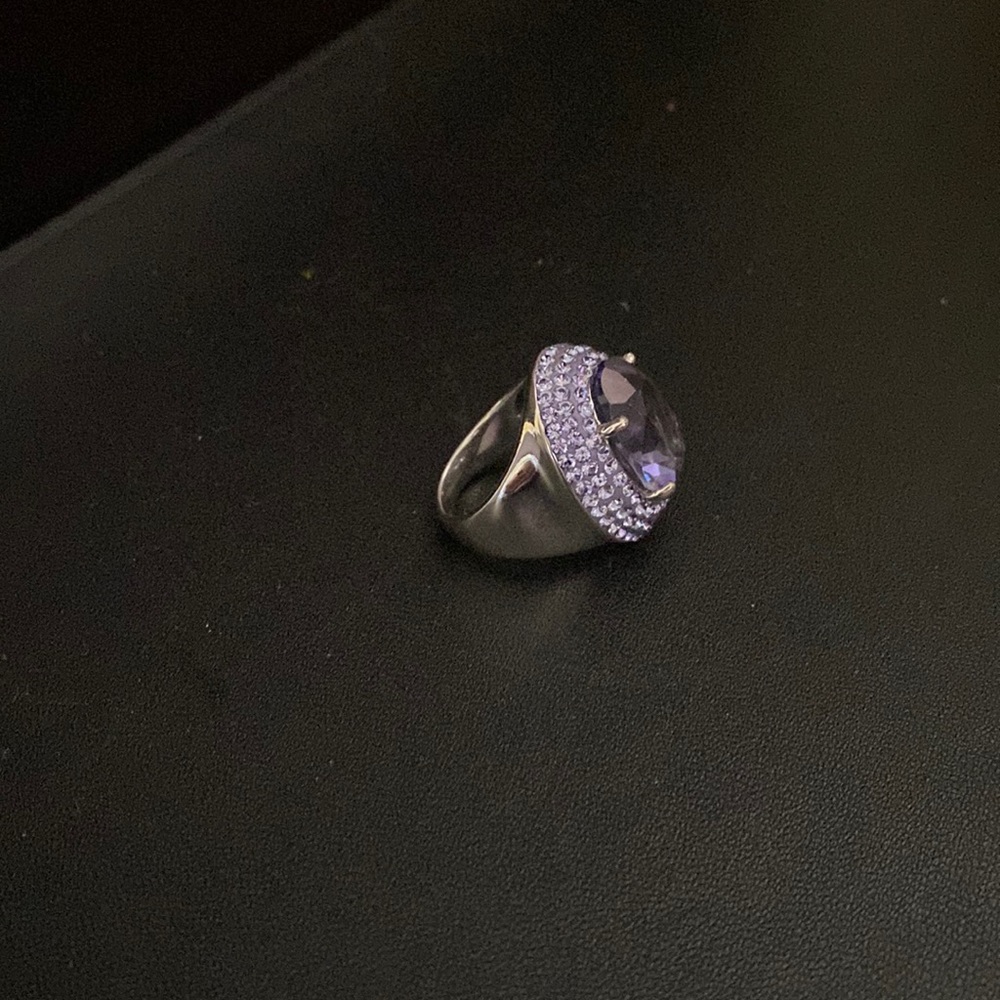 Metal with stones big ring purple stones 3/4” diameter